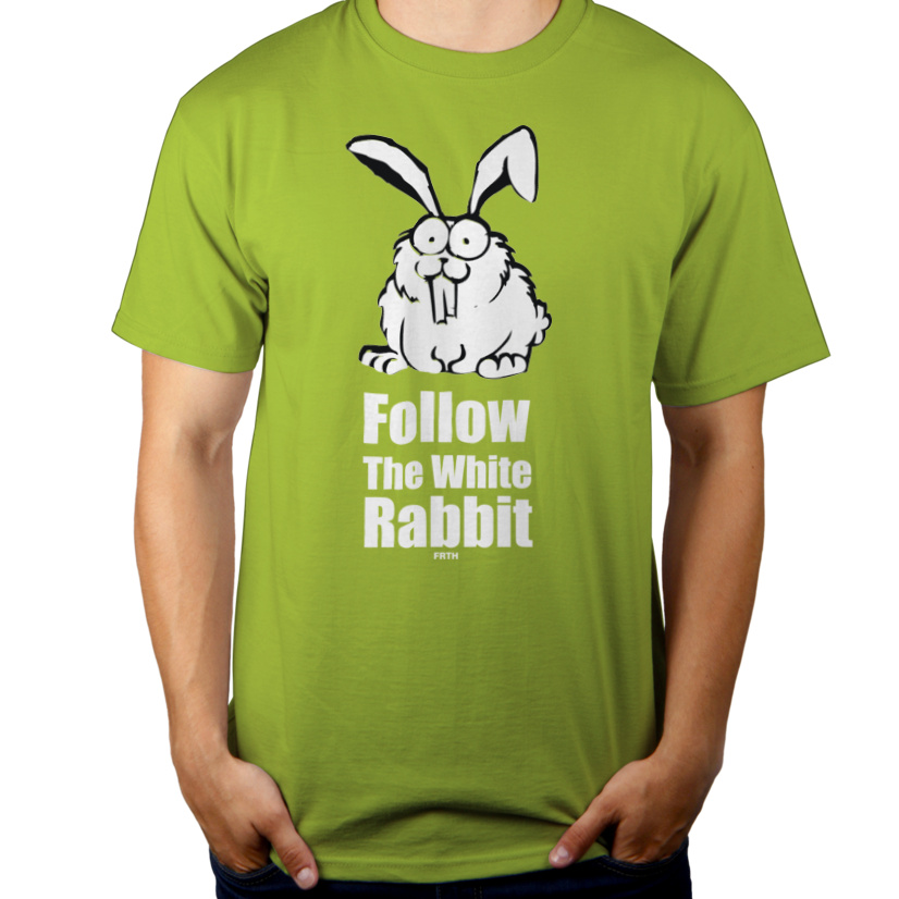 Follow The White Rabbit - Męska Koszulka Jasno Zielona