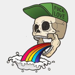 Fuck Love - Rainbow Skull  - Męska Koszulka Biała