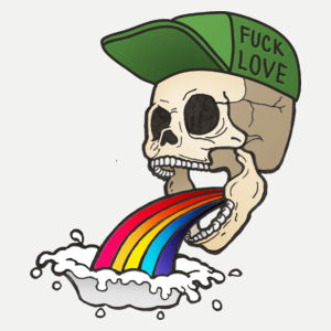 Fuck Love - Rainbow Skull  - Damska Koszulka Biała
