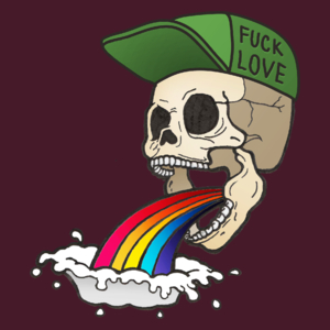 Fuck Love - Rainbow Skull  - Męska Koszulka Burgundowa