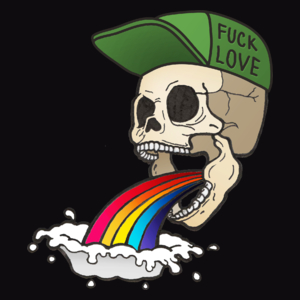 Fuck Love - Rainbow Skull  - Męska Koszulka Czarna