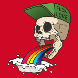 Fuck Love - Rainbow Skull  - Męska Koszulka Czerwona