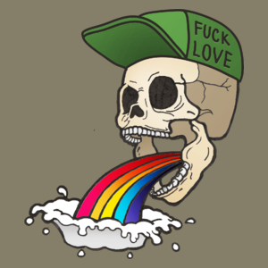 Fuck Love - Rainbow Skull  - Męska Koszulka Jasno Szara
