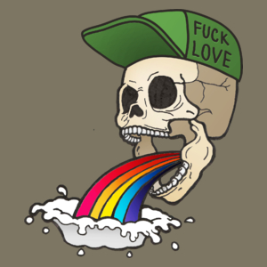 Fuck Love - Rainbow Skull  - Męska Koszulka Khaki