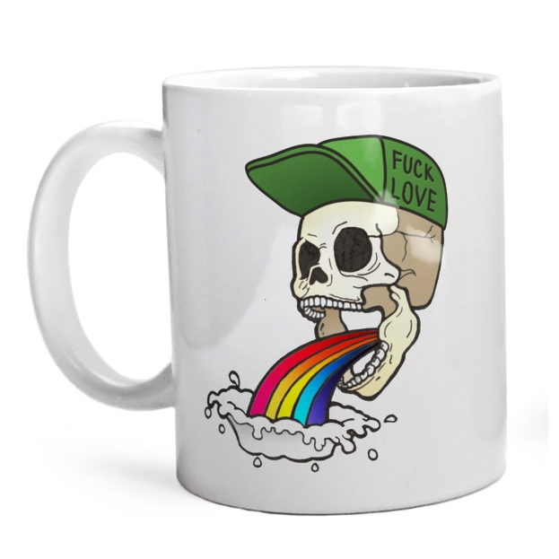 Fuck Love - Rainbow Skull  - Kubek Biały