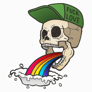 Fuck Love - Rainbow Skull  - Poduszka Biała