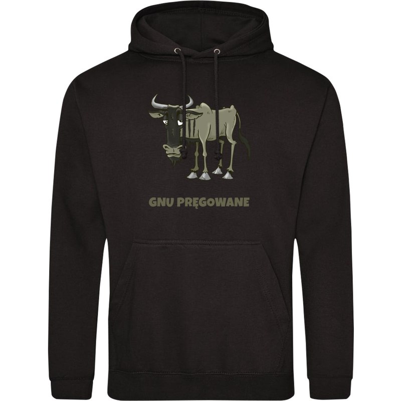 GNU Pręgowane - Męska Bluza z kapturem Czarna