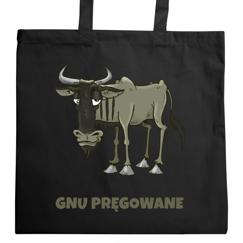 GNU Pręgowane - Torba Na Zakupy Czarna