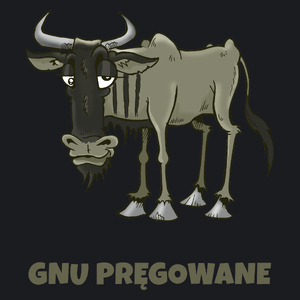GNU Pręgowane - Damska Koszulka Czarna