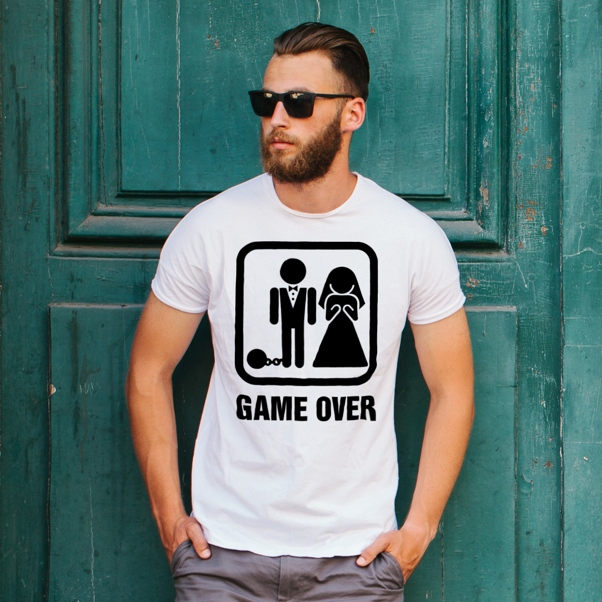 Game Over Małżeństwo - Męska Koszulka Biała