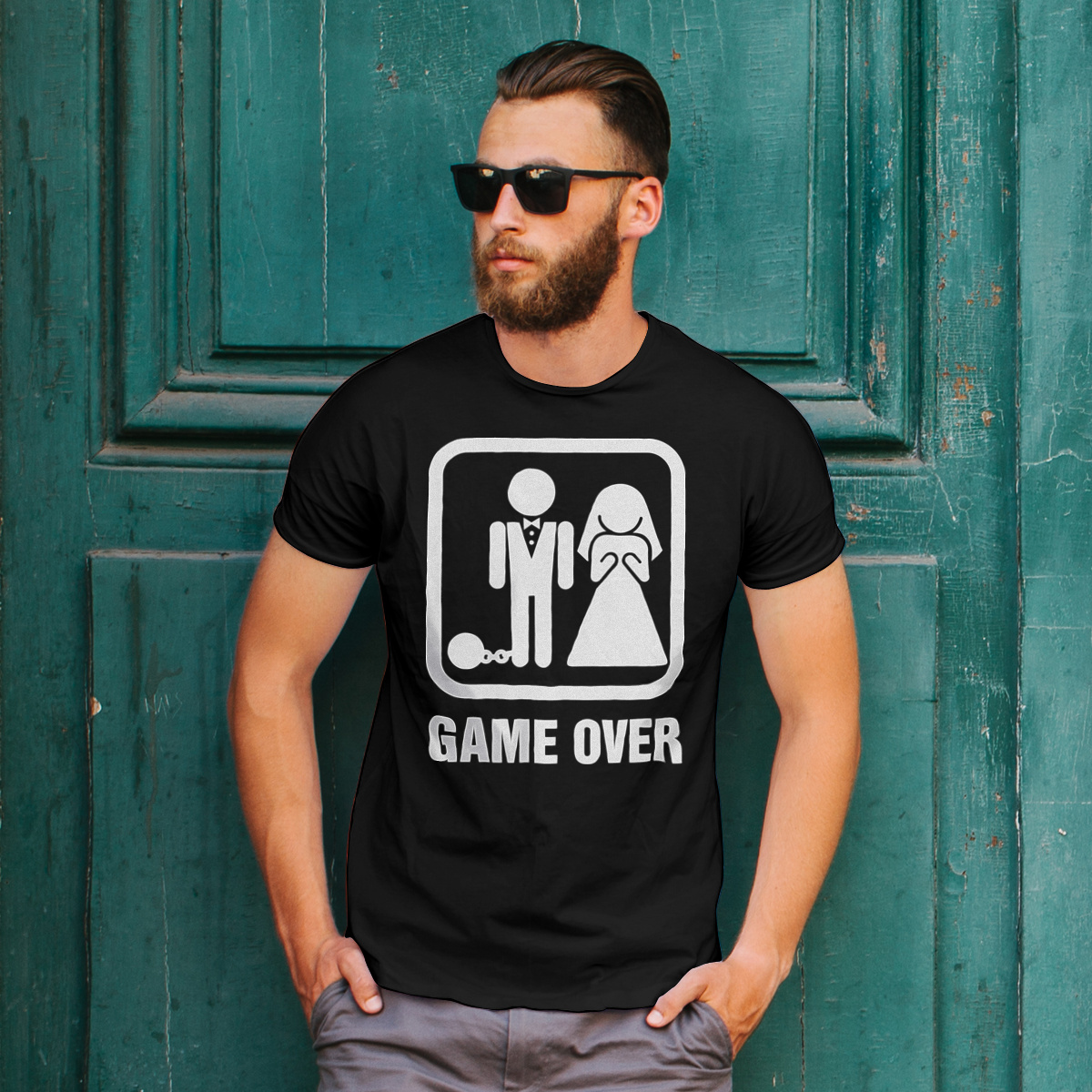 Game Over Małżeństwo - Męska Koszulka Czarna