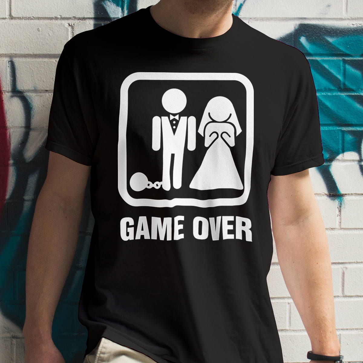 Game Over Małżeństwo - Męska Koszulka Czarna