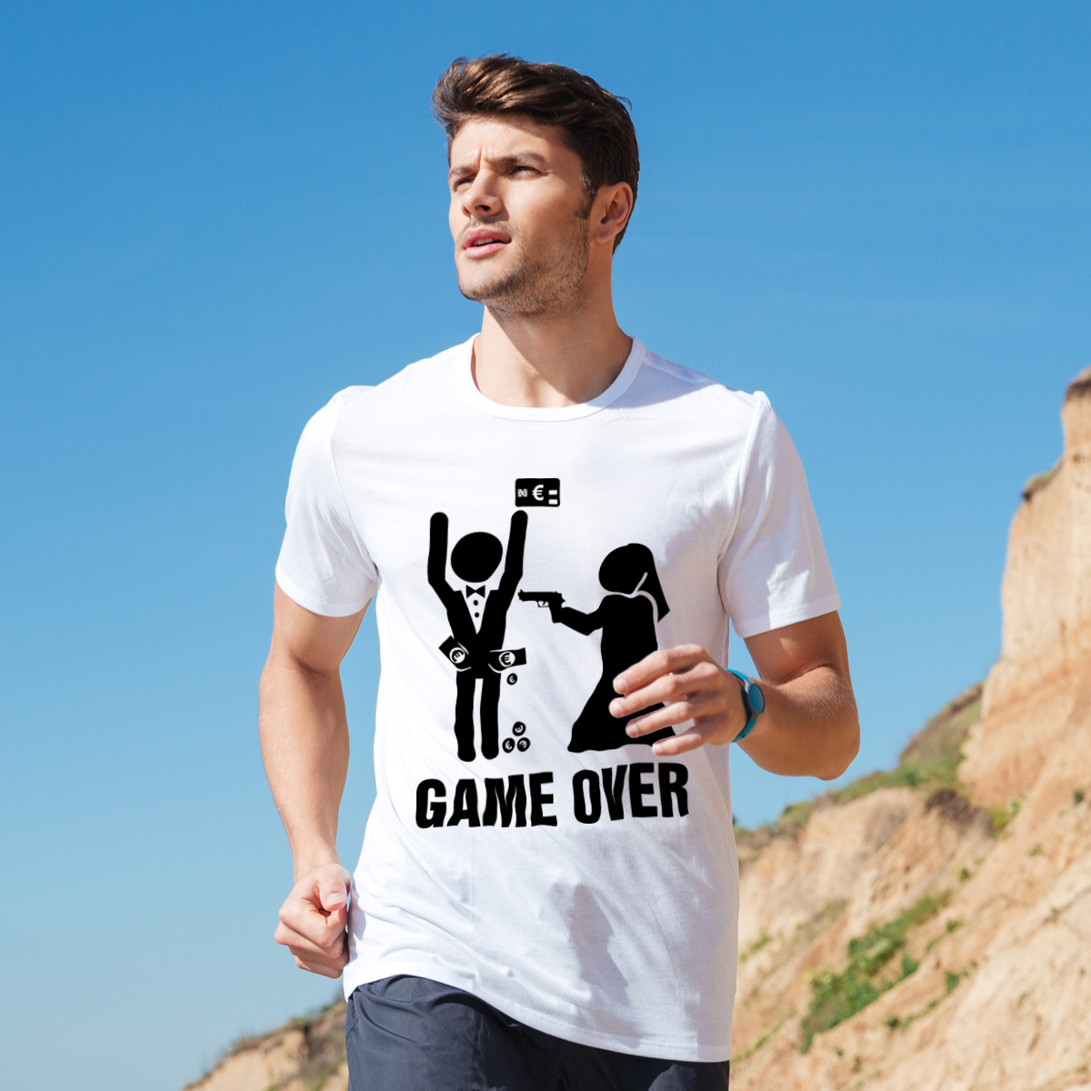 Game Over - Wieczór kawalerski - Męska Koszulka Biała