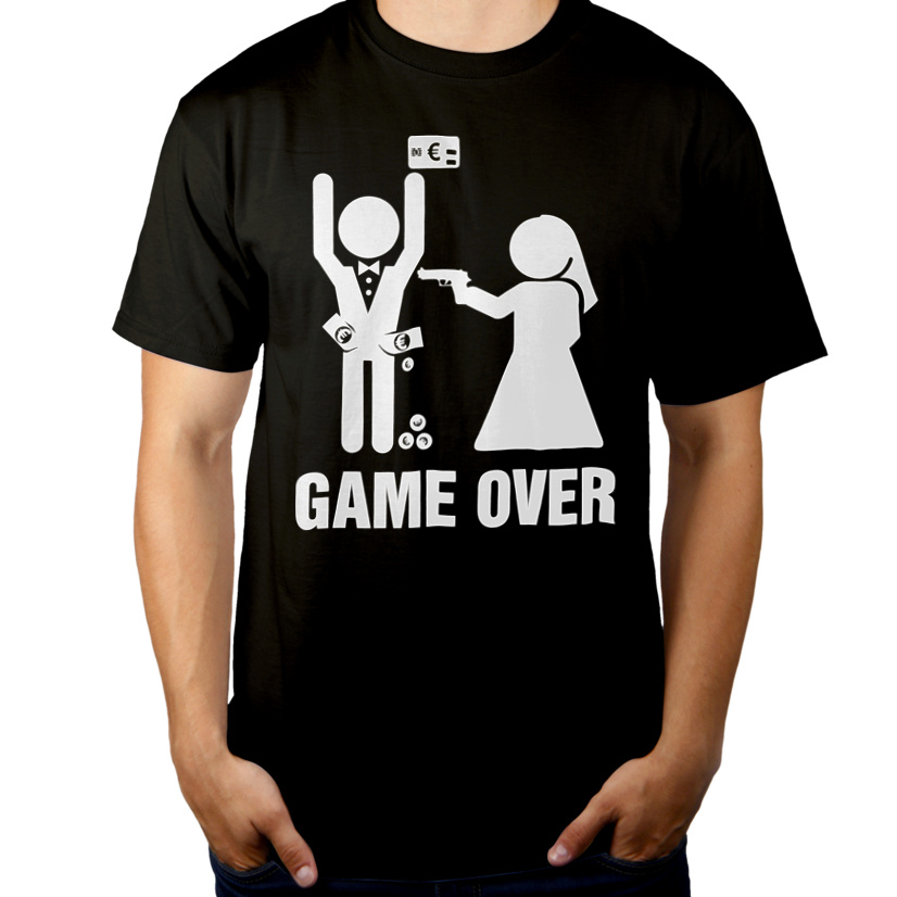 Game Over - Wieczór kawalerski - Męska Koszulka Czarna