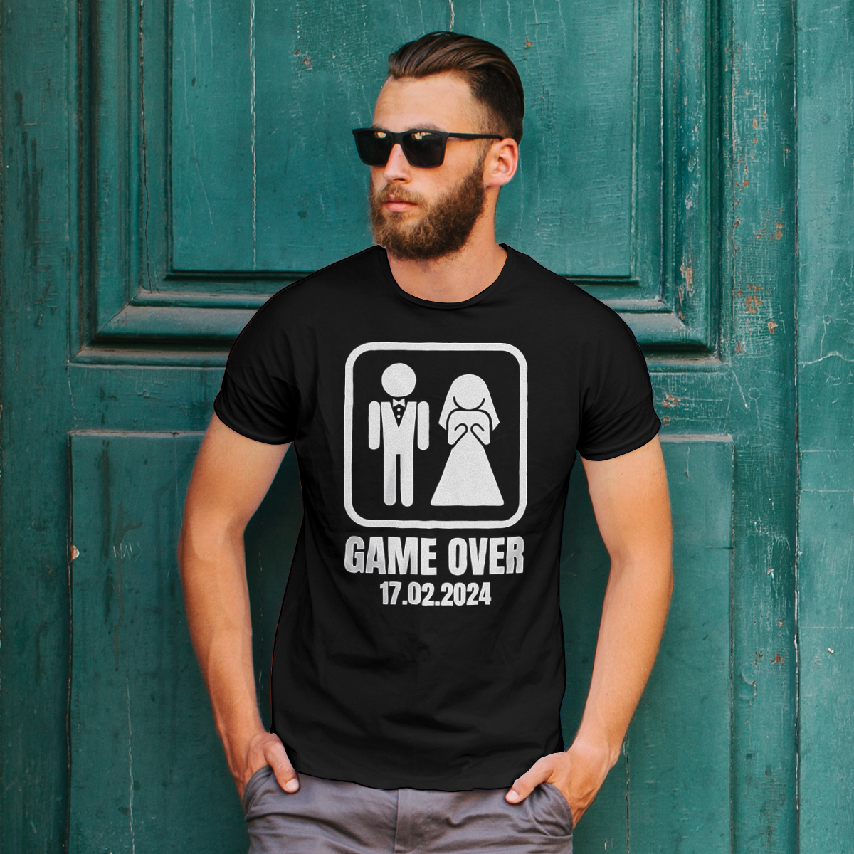 Game Over - Wieczór kawalerski - Męska Koszulka Czarna