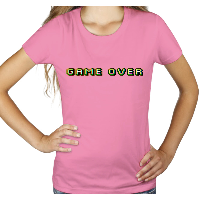 Game Over retro  - Damska Koszulka Różowa