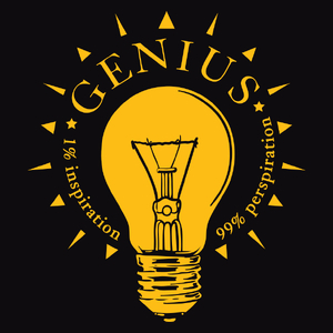 Genius - 1% inspiration and 99% perspiration - Męska Koszulka Czarna