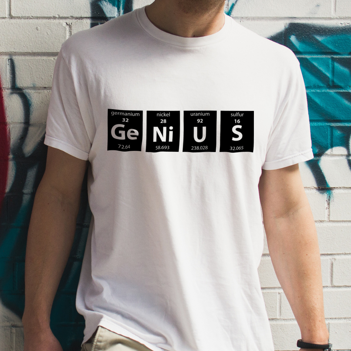 Genius Pierwiastki - Męska Koszulka Biała