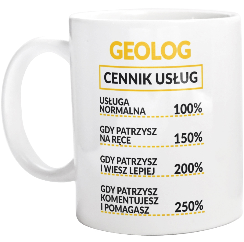 Geolog - Cennik Usług - Kubek Biały