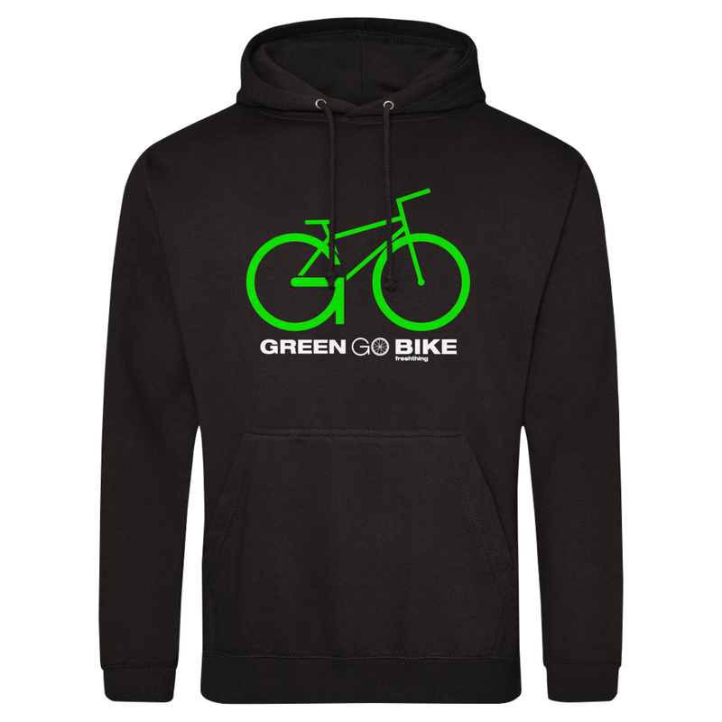 Go Green Go Bike - Męska Bluza z kapturem Czarna