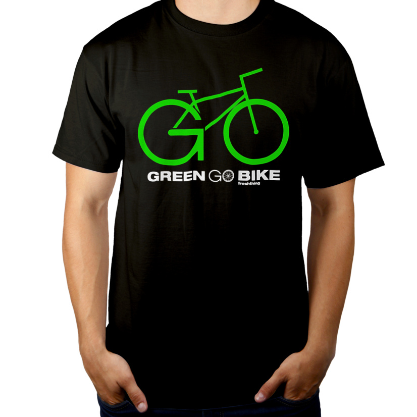 Go Green Go Bike - Męska Koszulka Czarna