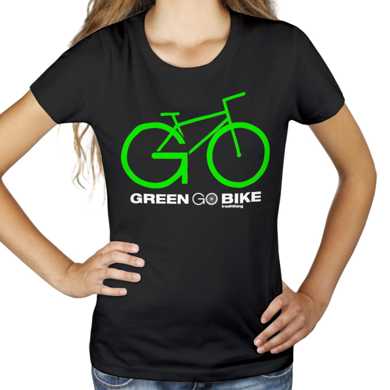 Go Green Go Bike - Damska Koszulka Czarna