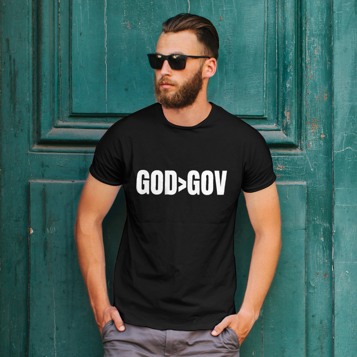 God Goverment Bóg Rząd Państwo - Męska Koszulka Czarna