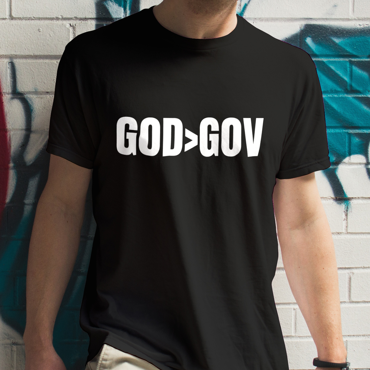 God Goverment Bóg Rząd Państwo - Męska Koszulka Czarna
