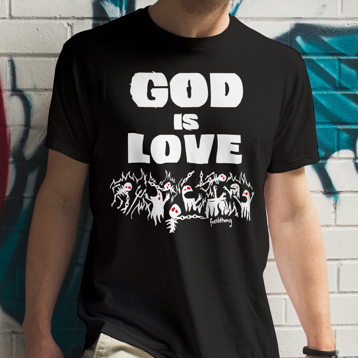 God Is Love - Męska Koszulka Czarna