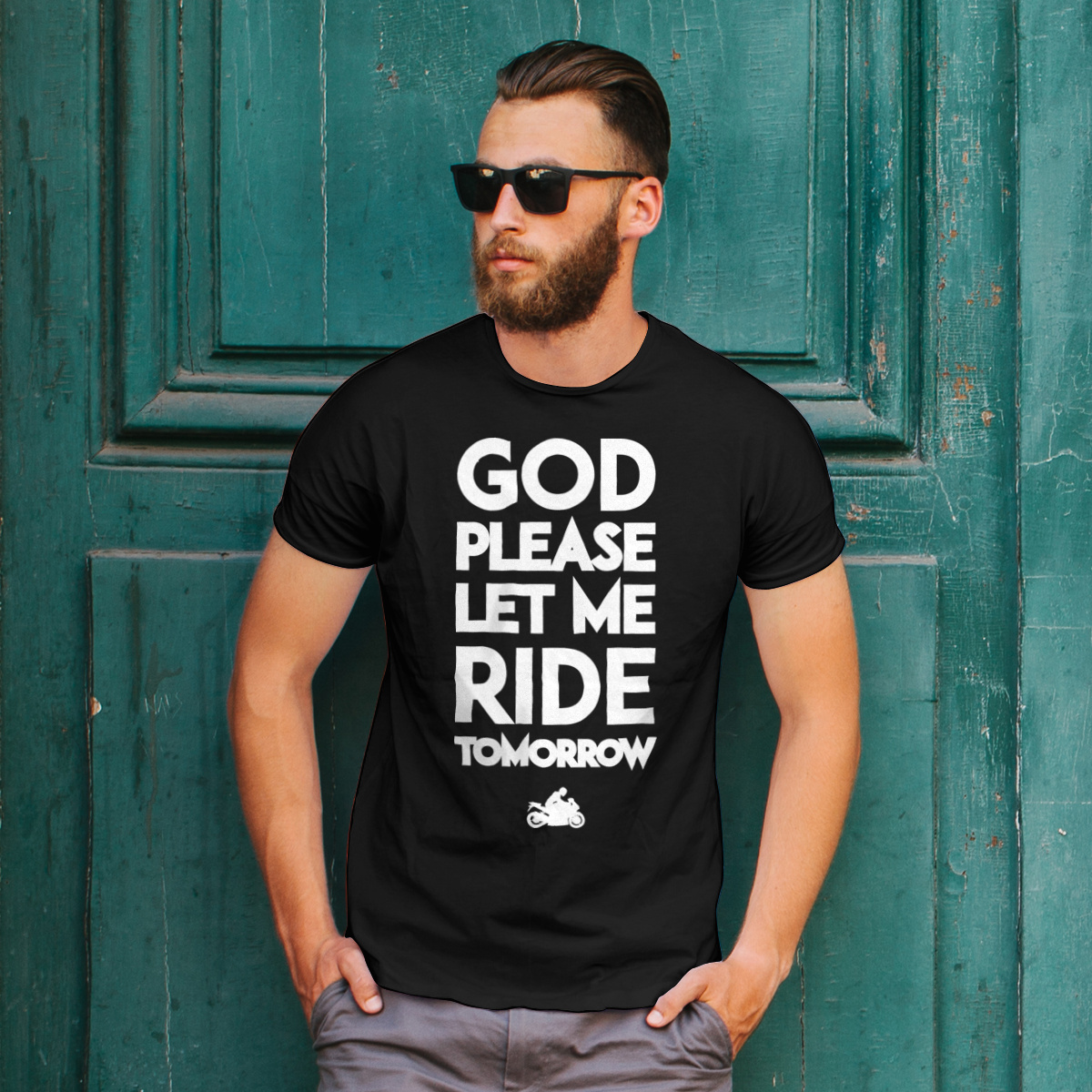 God please let me ride tomorrow - Męska Koszulka Czarna