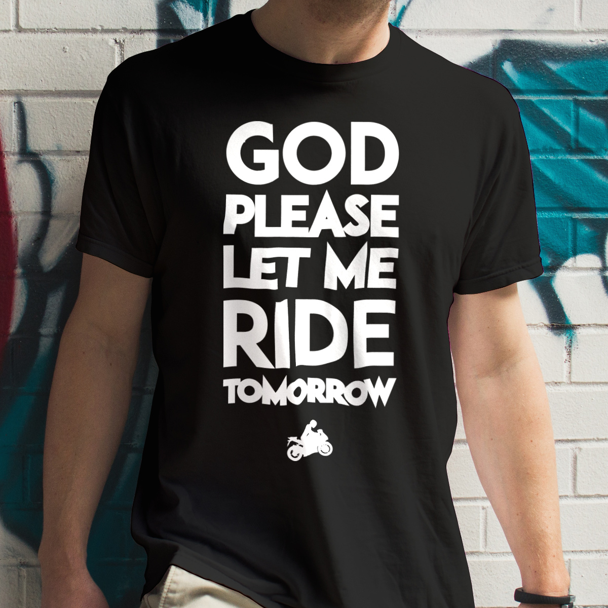 God please let me ride tomorrow - Męska Koszulka Czarna