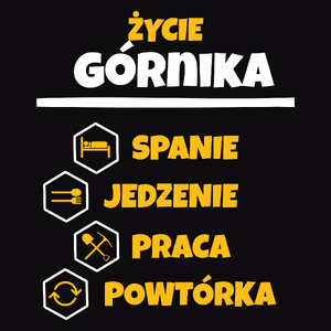 Górnik - Spanie Jedzenie - Męska Koszulka Czarna