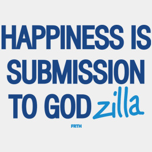 Happines is Submission to Godzilla - Męska Koszulka Biała