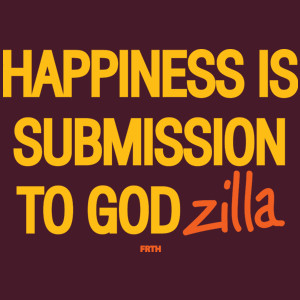 Happines is Submission to Godzilla - Męska Koszulka Burgundowa