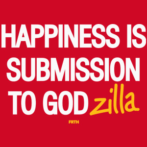 Happines is Submission to Godzilla - Męska Koszulka Czerwona