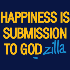 Happines is Submission to Godzilla - Damska Koszulka Granatowa