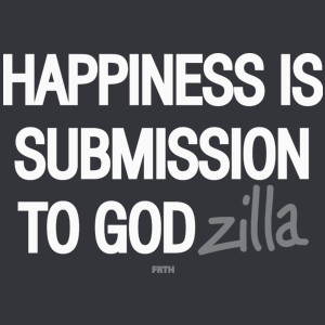 Happines is Submission to Godzilla - Męska Koszulka Szara