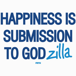 Happines is Submission to Godzilla - Poduszka Biała