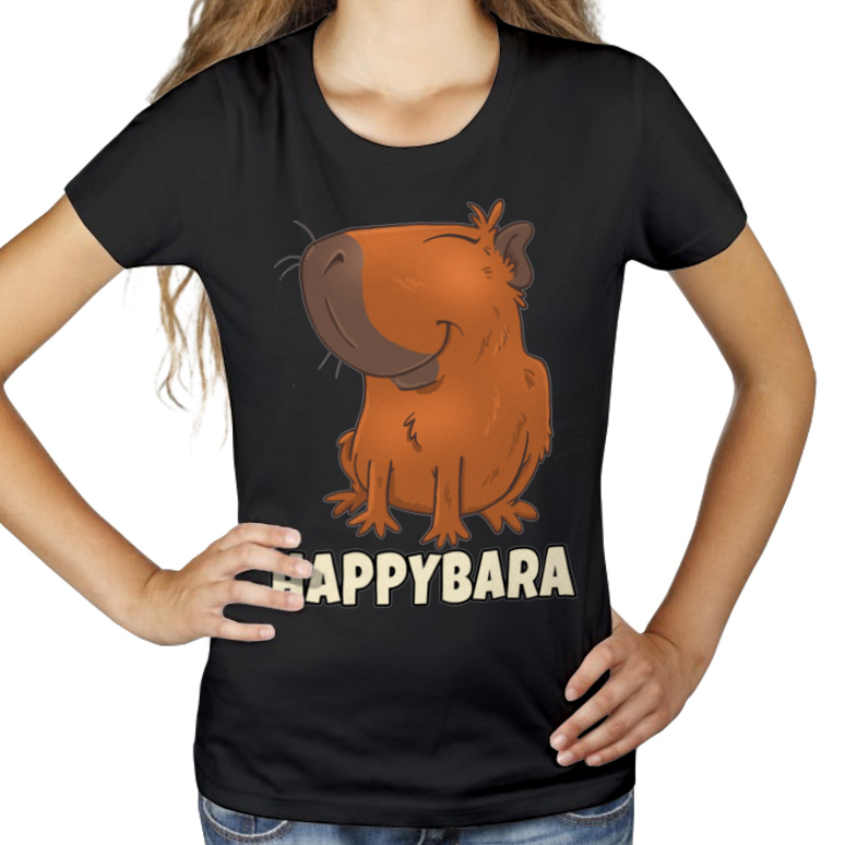 Happybara kapibara wesoła - Damska Koszulka Czarna