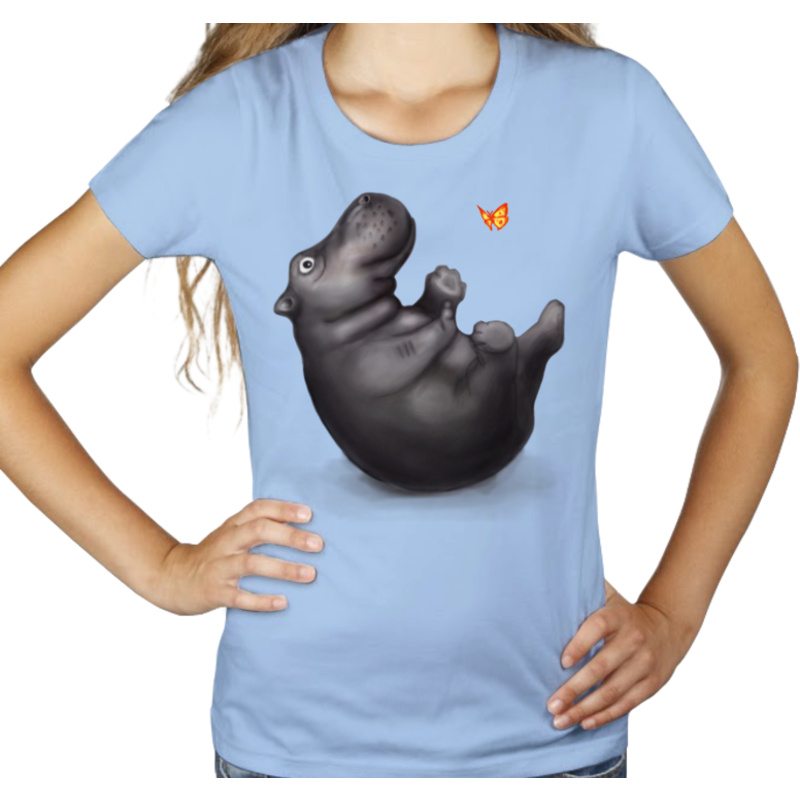 Hipcio - hipopotam  - Damska Koszulka Błękitna