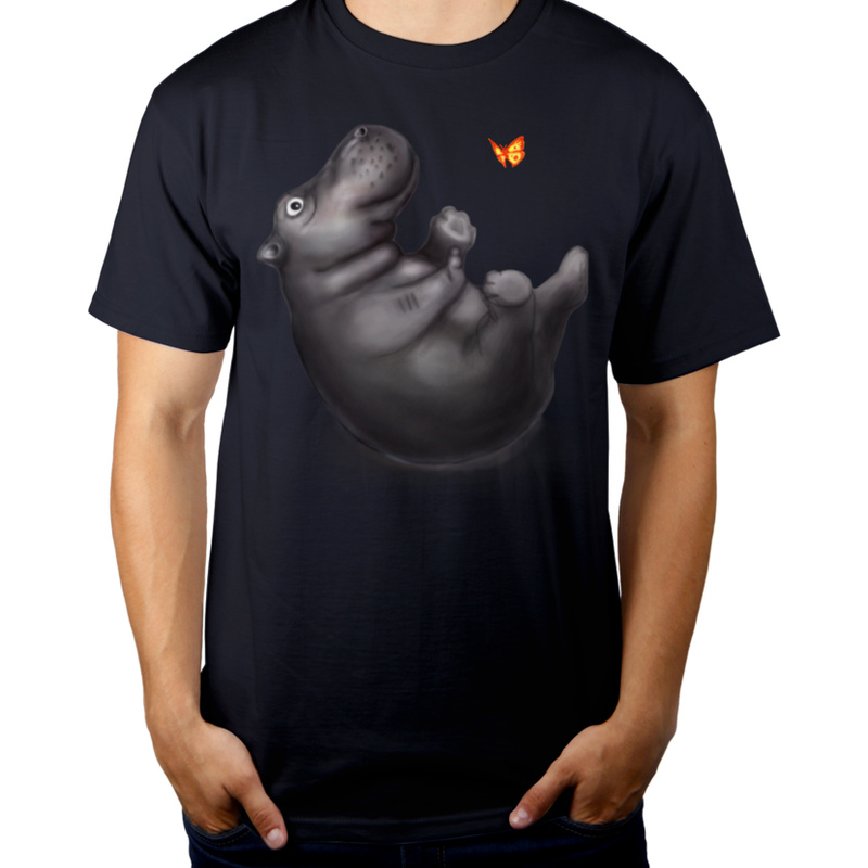 Hipcio - hipopotam  - Męska Koszulka Ciemnogranatowa