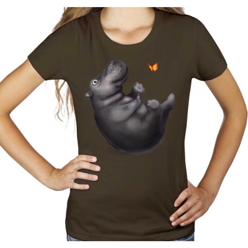 Hipcio - hipopotam  - Damska Koszulka Czekoladowa