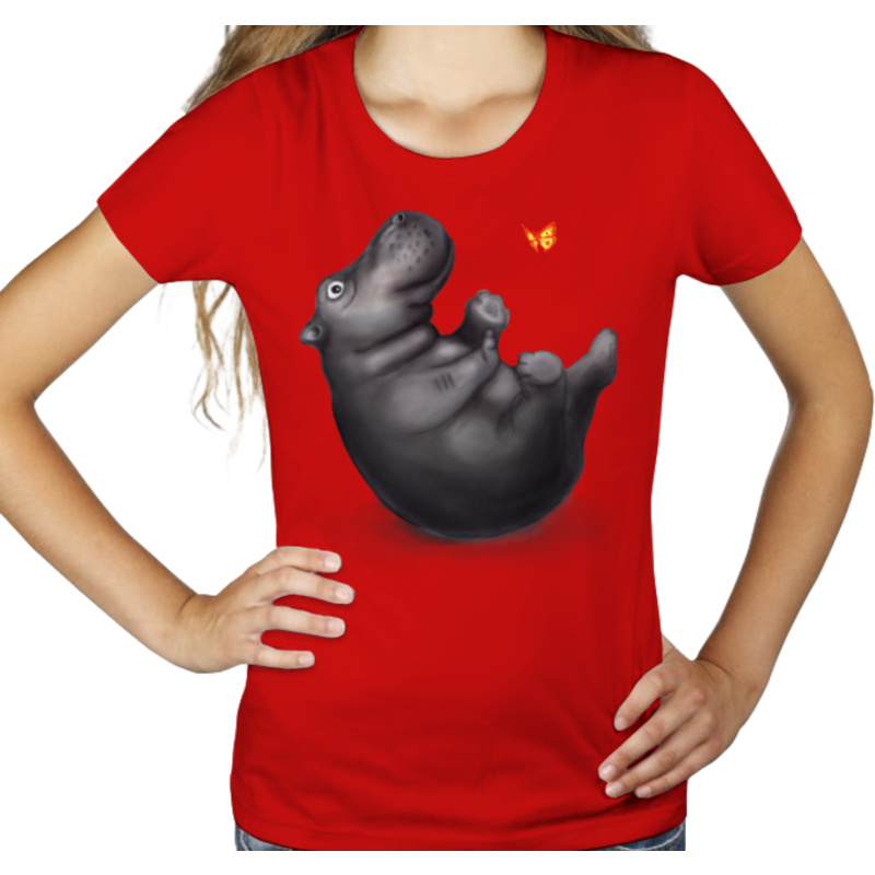 Hipcio - hipopotam  - Damska Koszulka Czerwona