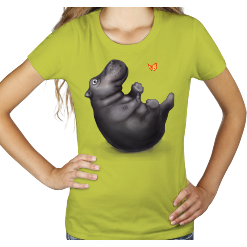 Hipcio - hipopotam  - Damska Koszulka Jasno Zielona