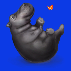 Hipcio - hipopotam  - Damska Koszulka Niebieska