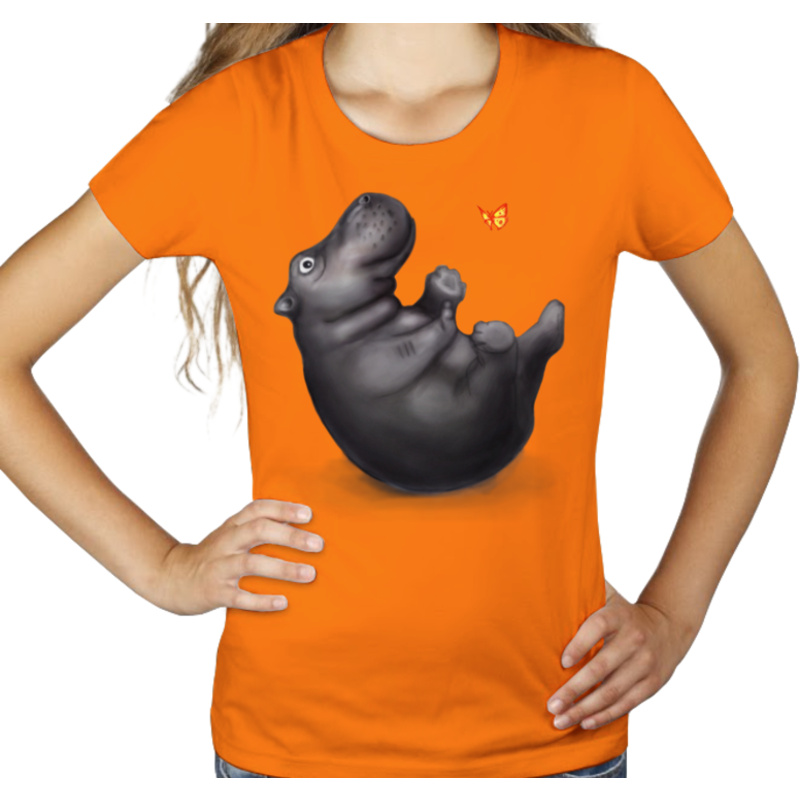 Hipcio - hipopotam  - Damska Koszulka Pomarańczowa