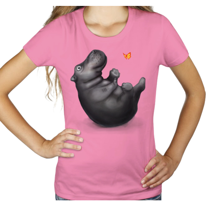 Hipcio - hipopotam  - Damska Koszulka Różowa