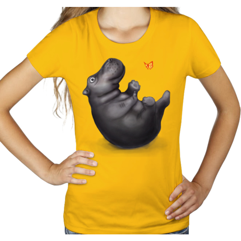 Hipcio - hipopotam  - Damska Koszulka Żółta