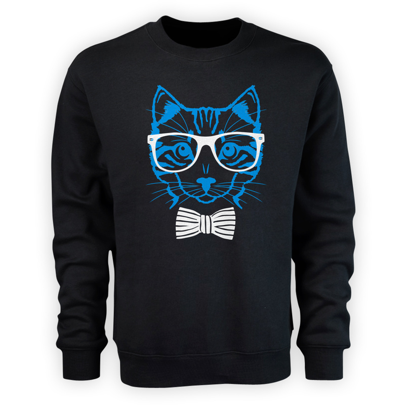 Hipster Cat Kot - Męska Bluza Czarna