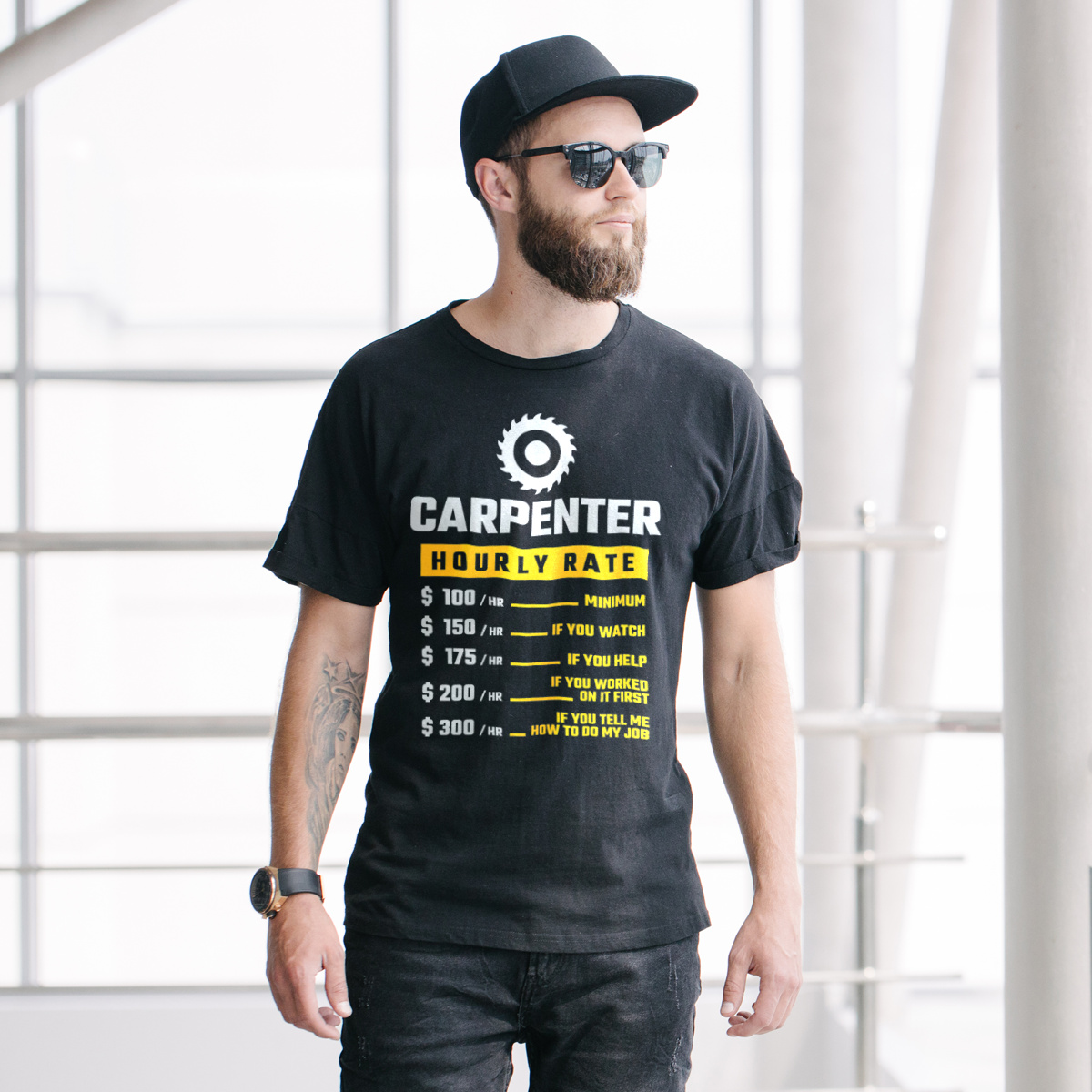 Hourly Rate Carpenter - Męska Koszulka Czarna